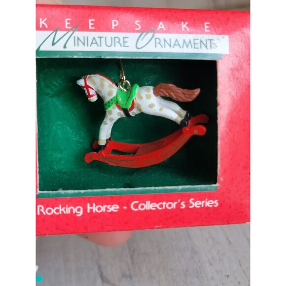 Hallmark vintage miniature rocking horse ornament Xmas set - Picture 5 of 6